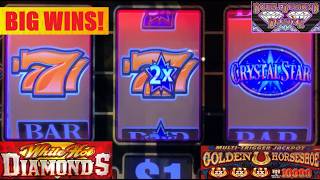 Old School Original CRYSTAL STAR pays up! Double Diamond Deluxe + White Hot Diamonds slot play!