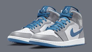 Air Jordan 1 Mid Cement Grey White True Blue