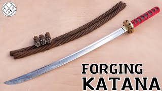 Forging a KATANA out of Rusted Iron CABLE