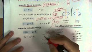 28 lecture 15(磁偶極矩在磁場中的力矩和位能)