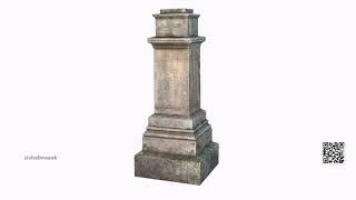 Ancient Old Mossy Stone Column Realistic 3D model Photogrammetry