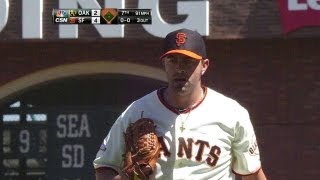 OAK@SF: Affeldt collects huge strikeout to escape jam