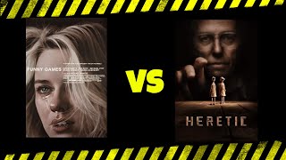 Funny Games vs Heretic: When victims are courteous and we are complicit