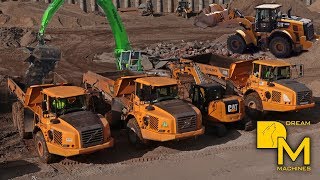 VOLVO A25D DUMPER  CATERPILLAR 329E BAGGER SENNEBOGEN 855 BAUSTELLE IM HAFEN / DREAM MACHINES