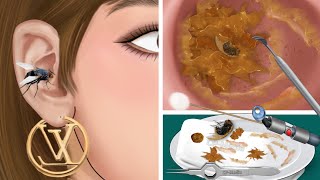 ASMR The best treatment and remove flies and slimes in girls' ears | 실감나는 케어 애니메이션 2023