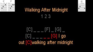 Walkin' After Midnight by Patsy Cline guitar play along