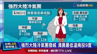 強烈大陸冷氣團發威 清晨最低溫南投9度