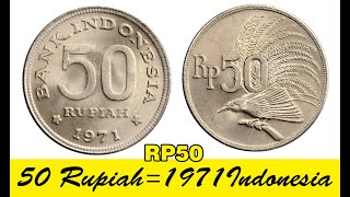 50rupiah 1971 Indonesia old silver coin review in English / old silver coins /RP50