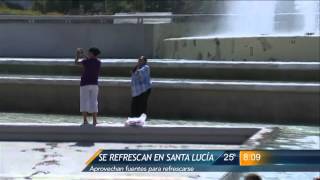 Las Noticias - Aprovechan regios para refrescarse en fuentes del Paseo Santa Lucía