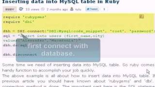 Ruby Tutorial:Inserting data into MySQL table in Ruby
