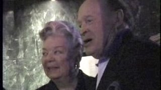 BOB HOPE dines with 1940s film star FRANCES LANGFORD -- 1995