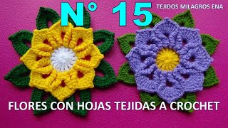 Como tejer la Flor N° 15 a crochet para aplicar en tapetes, centros de mesa y cuadrados para colchas