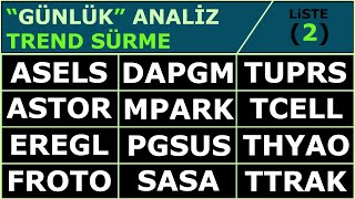 ASELS - ASTOR - EREGL - FROTO - DAPGM - MPARK - PGSUS - SASA - TUPRS - TCELL - THYAO - TTRAK