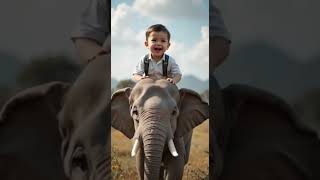 Baby Boy Sitting on Elephant