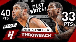 Tim Duncan vs Amar'e Stoudemire LEGENDARY Game 1 Duel Highlights 2008 Playoffs - CLUTCH Duncan!