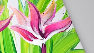 (911) Painting Tropical Flowers | Easy painting ideas | Fluid Acrylic | Designer Gemma77