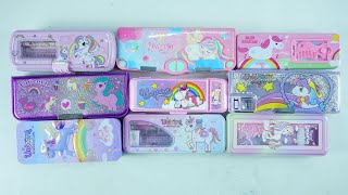 unboxing stationery collection of unicorn pencil box