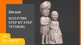 Couple Sculpting for 3D Print | Step by step Zbrush Tutorial | character Sculpting for Beginners