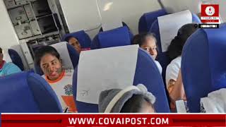 15 under privileged children fly Chennai to Coimbatore.