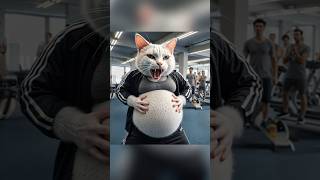 Pregnant cat gets abdominal pain during exercise #cat #catlover #catshorts #kitten #ai #cutecat