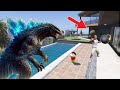 GTA V : Shinchan Doraemon Franklin Escaping From Godzilla Dinosaur in GTA 5 Telugu