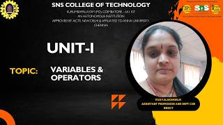 variables and operators|OOPS in JAVA|SNS Institutions