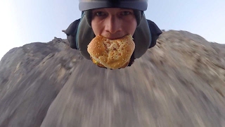 Base Jumping While Eating A Burger