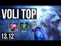 VOLIBEAR vs KAYLE (TOP) | 6 solo kills, 300+ games, 6/2/4 | KR Master | 13.12