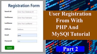 User Registration Form With PHP And MySQL Tutorial | MySQL Dtabase | Part 2 | Eid Mubarak All Muslim