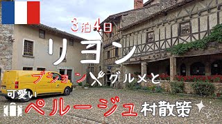 【フランス旅行vlog】リヨンのブション🍴街並みを満喫、まるでフランスの中世？石造りの村ペルージュへ散策も♪