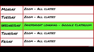 Changes to Remote Learning Schedule