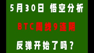 2022年05月30日悟空分析BTC周线9连阴反弹开始了吗？