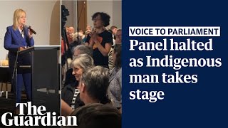 All white panel discussion on voice to parliament ends after Indigenous man takes stage