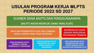 USULAN PROGRAM KERJA MLPTS 2022-2027