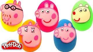 Aprende los Colores con Huevos Sorpresas de Peppa Pig y su Familia Plastilina Play Doh