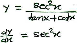 Derivative sec^2x Divided by tan x + cot x sec^2x | Differentiation