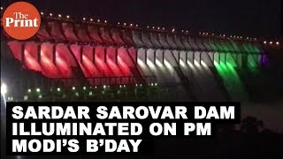 Sardar Sarovar dam in Gujarat lit up on PM Modi's visit