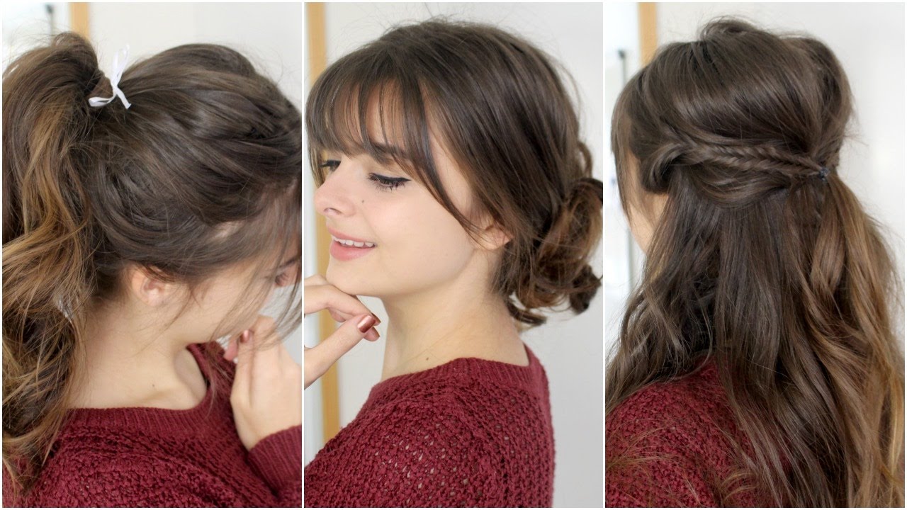 Cute, Easy Hairstyles With Bangs | Tutorial - YouTube