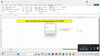 Call a function from a sub procedure in Excel VBA