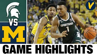 Michigan State vs Michigan Highlights | 2022 College Basketball Highlights