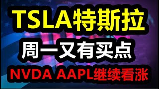 美股 TSLA周一又有买点！NVDA AAPL 继续看涨！股票清单：SPY QQQ DIA TSLA NVDA AAPL SOXL GOOG MSFT META