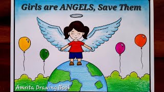 International Day of Girl Child Drawing | Save Girl Child Drawing | Beti Bachao Beti Padhao poster