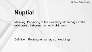 Nuptial Meaning