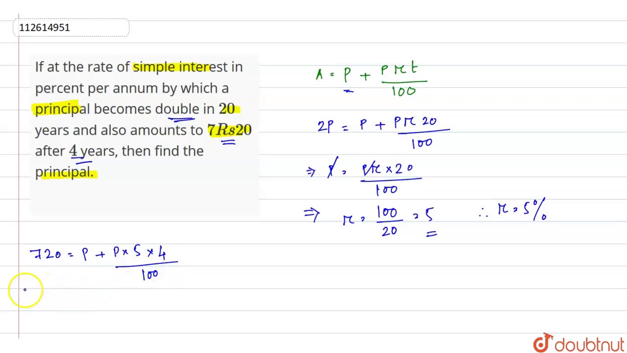 If At The Rate Of Simple Interest In Percent Per Annum By Which A ...