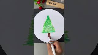 Drawing a Christmas tree is simple and beautiful. Children's Christmas painting is simple and be