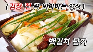 김장 전에 담가 먹는 백김치 담그는 법 ( 김치장인의 손이 알려주는 꿀팁 )