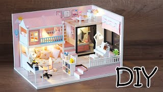 [4K] DIY Miniature Dollhouse Kit || My Pink House - Duplex Apartment - Relaxing Satisfying Video