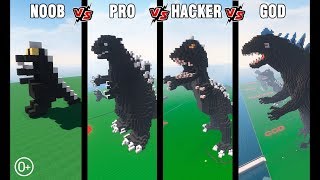 Minecraft Battle: NOOB vs PRO vs HACKER vs GOD: BUILD GODZILLA CHALLENGE in Minecraft 13+