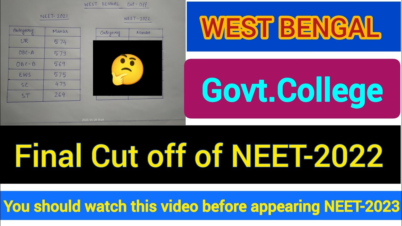 Wb Neet Cut Off 2022 / West Bengal Neet 2022 Final Cut Off / West ...