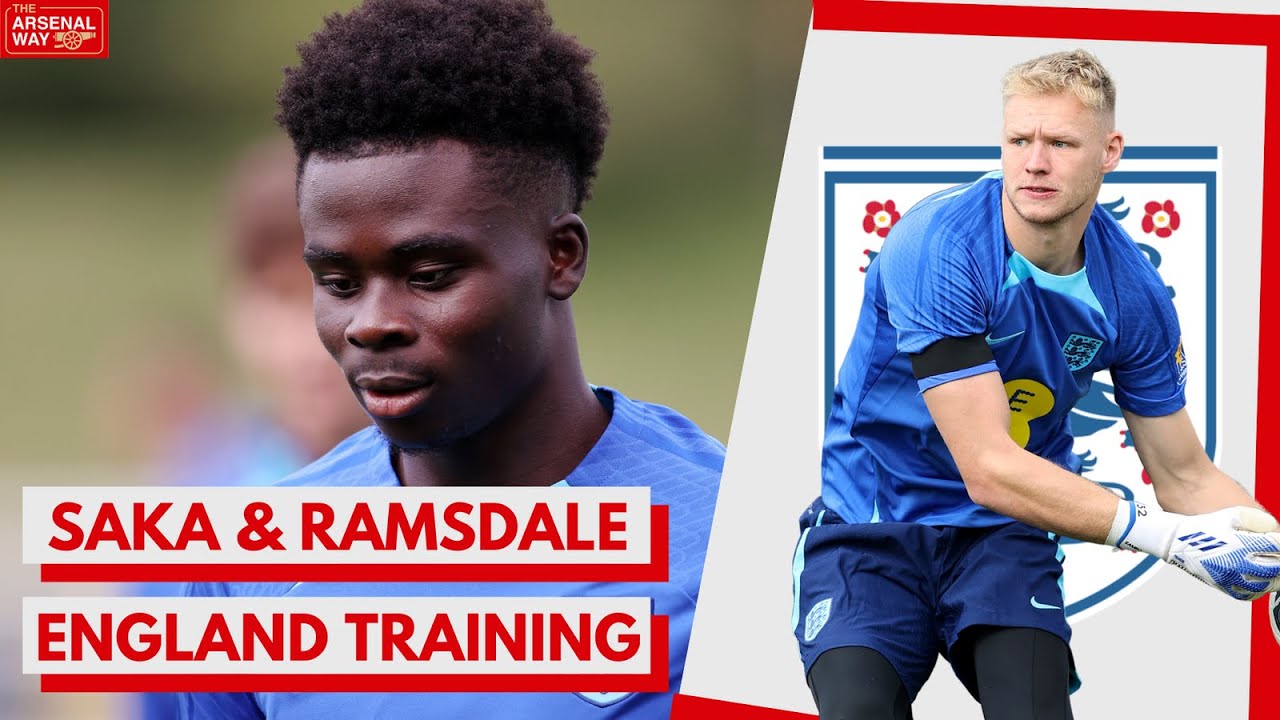 BUKAYO SAKA & AARON RAMSDALE | Arsenal Stars Train At St George's Park ...